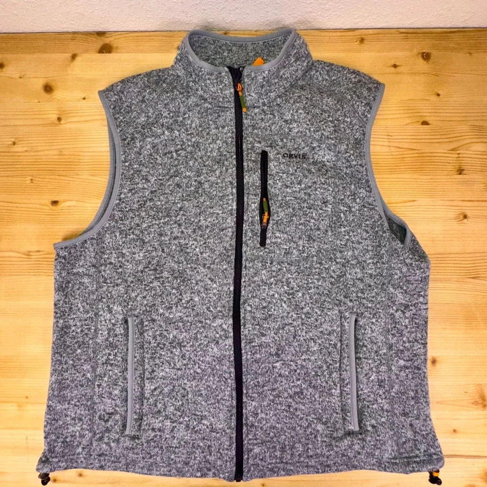 Orvis‎ Gray Fleece Full Zip Vest Men's XL Outdoor Casual Layering